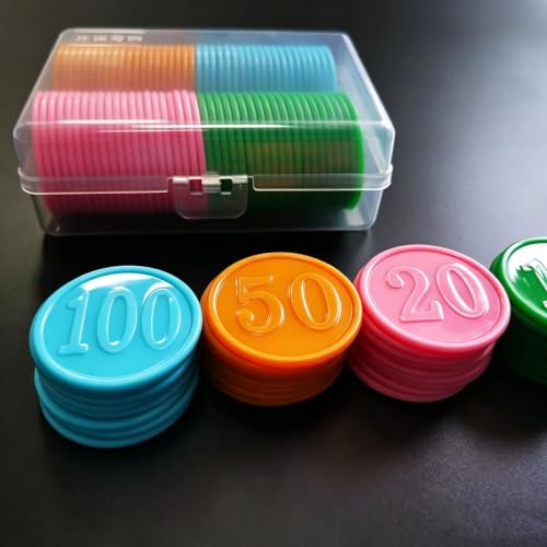 80Pcs Plastic Learning Counters with numbers with Storage Box, 4 Colors Bingo Chips with numbers 1 Inches Poker Chips Educational Counting Math Counters Manipulatives Round Game Chips Plastic Counters - Image 4