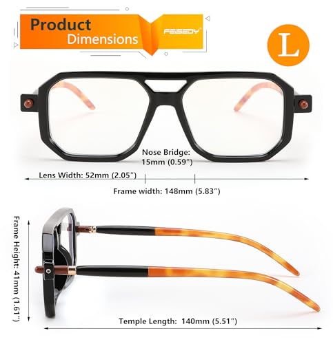 Image of FEISEDY Vintage Square Blue Light Blocking Reading Glasses Women Men B0090