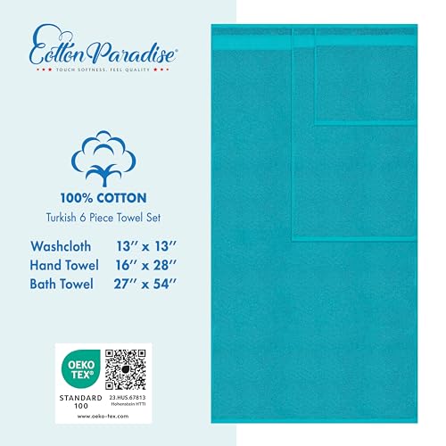 image for Cotton Paradise 6 Piece Towel Set 100% Cotton Soft Absorbent Turkish T