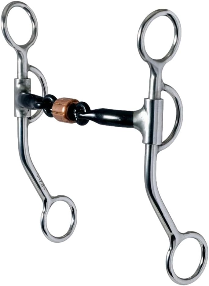 REINSMAN 776 All Around Curb Bit for Horse - 3-Piece Sweet Iron Snaffle with Copper Roller - Stage C