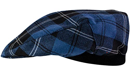 Casquette plate tartan Ramsay Blue authentique fabriquée en Écosse pour un style intemporel