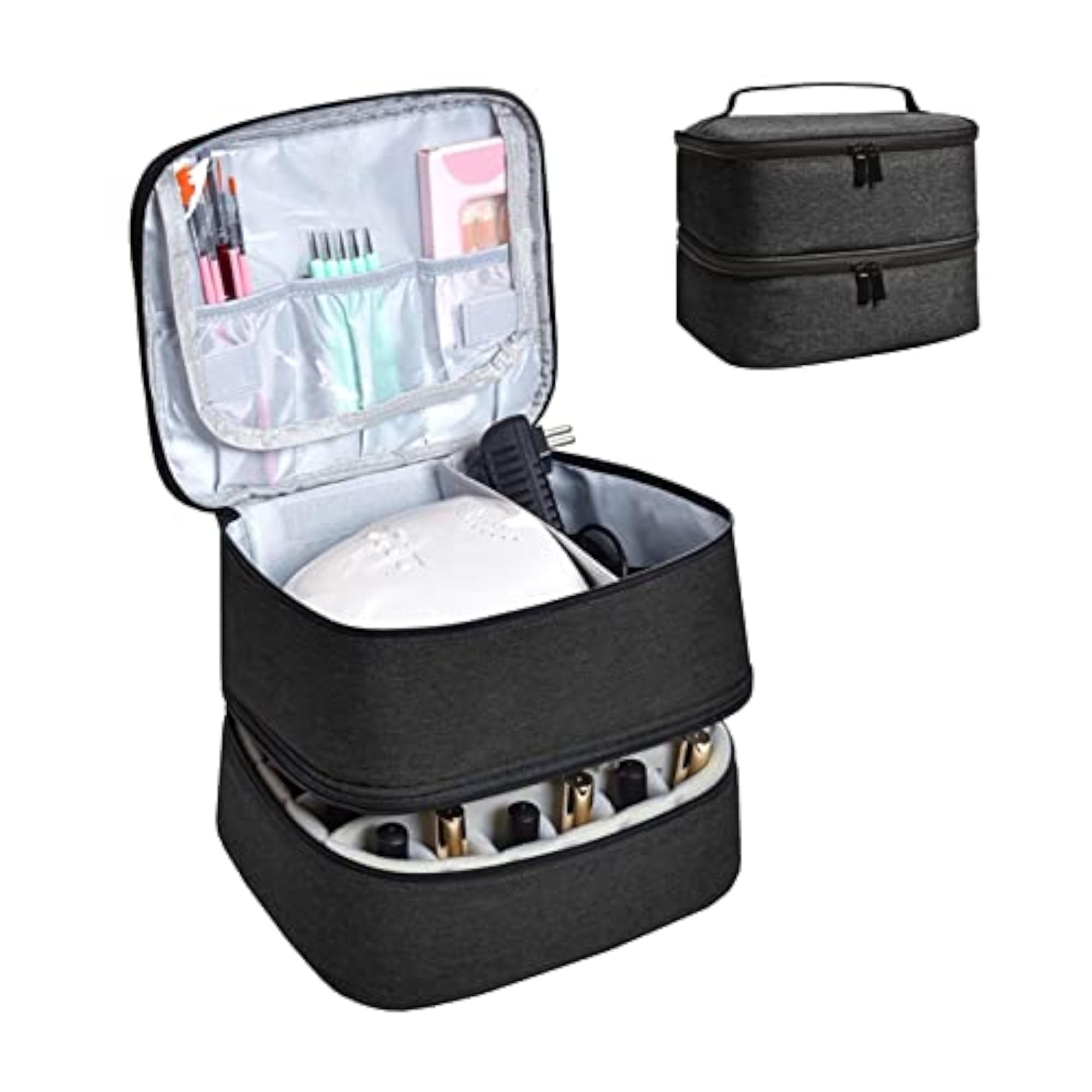 Double Layer Nail Polish Storage Bag, Portable Makeup Bag