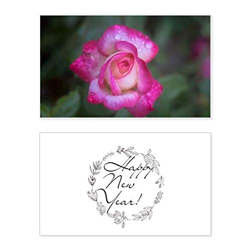 Tarjeta conmemorativa de Año Nuevo con diseño de pétalos de flores rosas para dedicatorias
