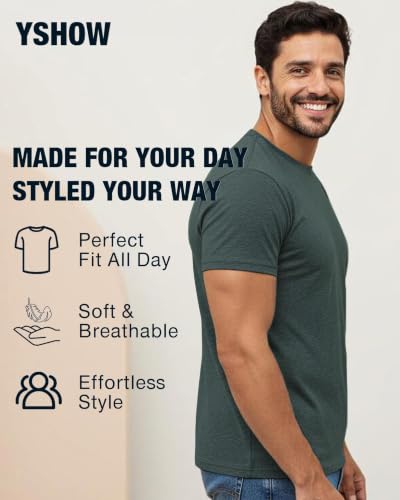 Image of Mens T-Shirts Crew Neck Shirts Athletic Fitted Plain Basic Tees Soft Cotton Blend Comfort T Shirts for Men