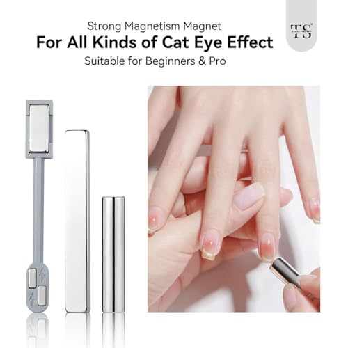 Image of THR3E STROKES 5 in 1 Magnet for Cat Eye Gel Nail Polish, Multifunctional Magnetic Nail Tool, Upgraded Cross Cat Eye Magnet for Nail Designs 3D Cateye Nail Gel Strong Nail Art Magnet Home Salon (9 PCS SET MAGNET)