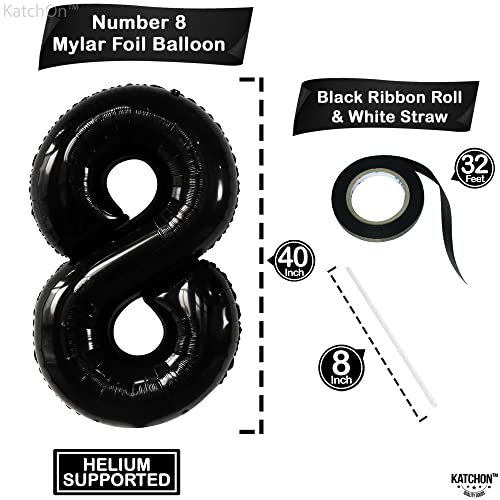 Image of KatchOn, Giant Black Number 8 Balloon - 40 Inch, Birthday Decorations