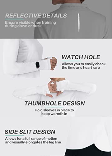 Hiverlay Women's Quick Dry Shirts Long Sleeve For Running Hiking Workout Upf50+ Lightweight Pullover Top With Pocket White S #TOP1