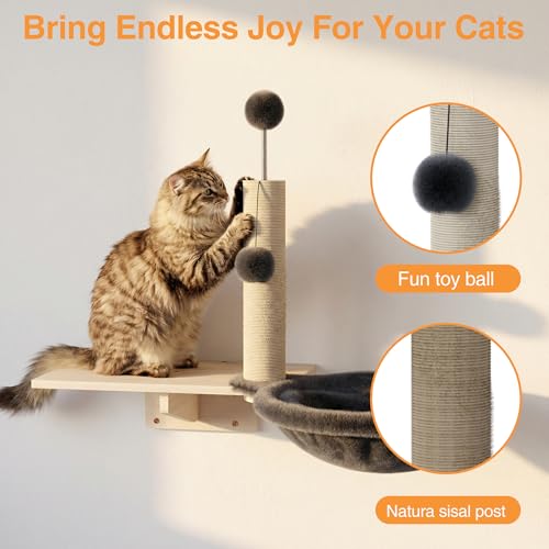 Mueble de pared para gatos multi-nivel de madera 6 piezas miniatura 3