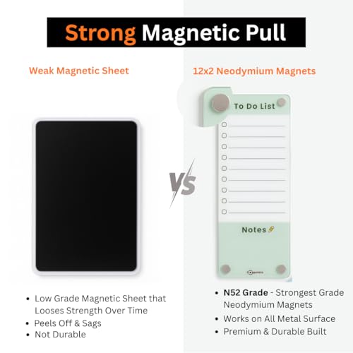 Image of Acrylic Magnetic Shopping List Notepad for Fridge │ to-Do List & Meal Planner, with 2 Marker Pen | 24x10 cm - Green