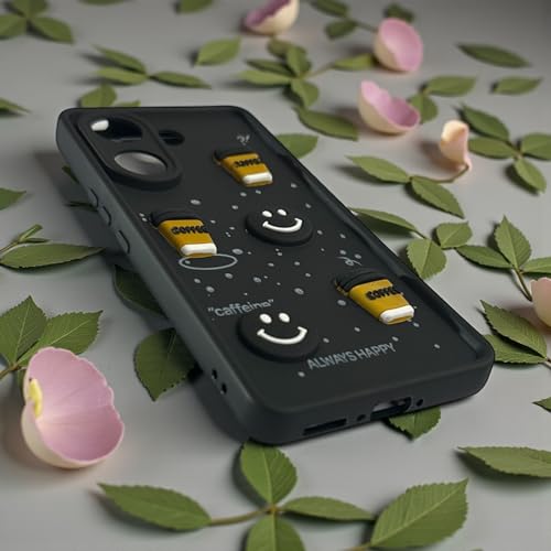 Image of SBMS Silicone Back Cover Case for Vivo V60 5G / Vivo T4 Pro 5G | Cute Fun 3D Cartoon, Coffee Design Silicone Case | Camera Protection Bump | Shockproof Case for Vivo V60 5G (Coffe Mug Black)