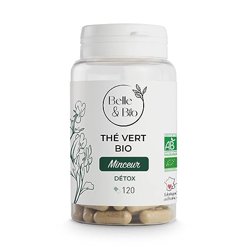 DETOX & CURE MINCEUR - Thé Vert Bio certifié Ecocert - Pilulier de 120 gélules - Cure 1 mois - Complément Alimentaire BELLE&BIO - Fabriqué en France