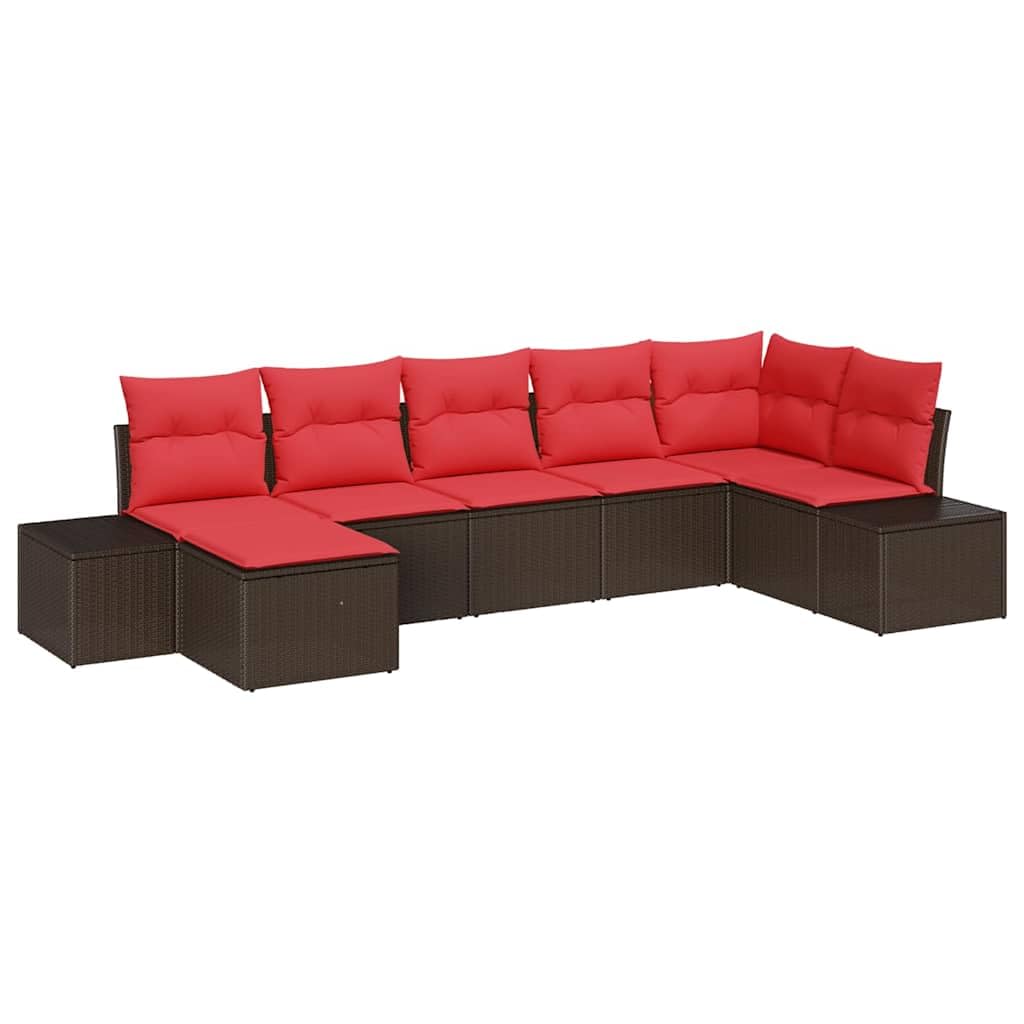 Modularny polirattan z poduszkami tarasowy brązowy 319x154x69 cm zestaw 7