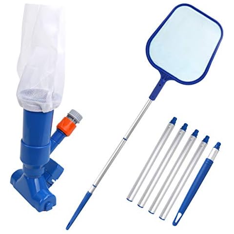 SubClap Portable Pool Vacuum - Spa Jet Vacuum Cleaner with Pole & Skimmer Net for Above Ground & Inground, Telescopic Pole Rake Leaf Skimmer Clean Swimming Pool Hot Tub with Net Bag (No Garden Hose) Cover