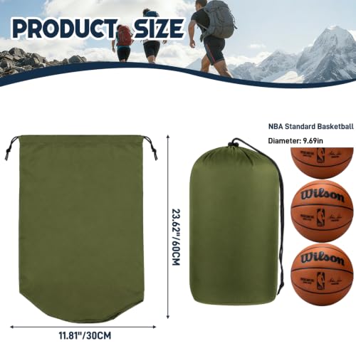 Quinnsus 2-Pack Stuff Sack, 12x24Inch Waterproof Outdoor Storage Sack Drawstring Bag, Lightweight Ripstop Sleeping Bag Compression Sack for Camping Hiking Backpacking