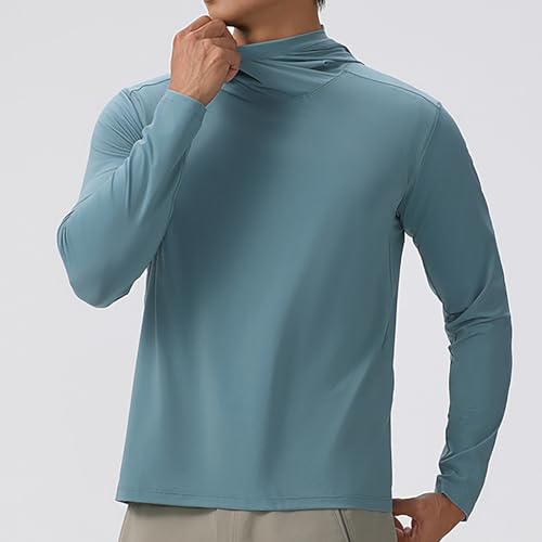 Finelylove UV Sun Protection Hooded Fishing Shirts For Men Long Sleeve UPF 50+ Sun Shirt Quick Dry Athletic Rash Guard3