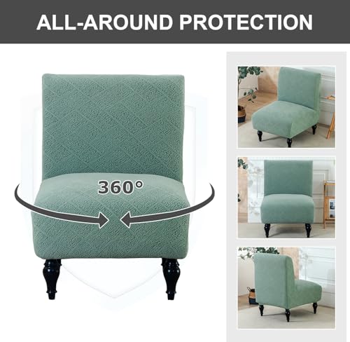 Image of Eco-Ancheng Armless Chair Slipcover Removable Armless Accent Chairs Covers Washable Armless Slipper Chair Slipcover Printed Armless Chair Furniture Protector Covers for Living Dining Room Hotel
