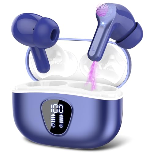 BESNOOW Wireless Earbuds, Bluetooth 5.3 Headphones with 4 ENC Noise Cancelling Mic, Bluetooth Earbuds 40H Playtime, Wireless Headphones in ear Earphones Bass Stereo, LED Display, IP7 Waterproof, Blue BESNOOW Wireless Earbuds, Bluetooth 5.3 Headphones with 4 ENC Noise Cancelling Mic, Bluetooth Earbuds 40H Playtime, Wireless Headphones in ear Earphones Bass Stereo, LED Display, IP7 Waterproof, Blue