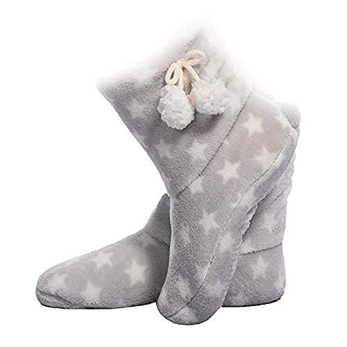 FRALOSHA Wintersaison Damen Frauen Modisch Schön Hausschuhe Innen Warm bleiben Plus Samt Verdicken Weich Ruhig Bodenbelag Stiefel Vier Jahreszeiten verfügbar (Grau) Cover