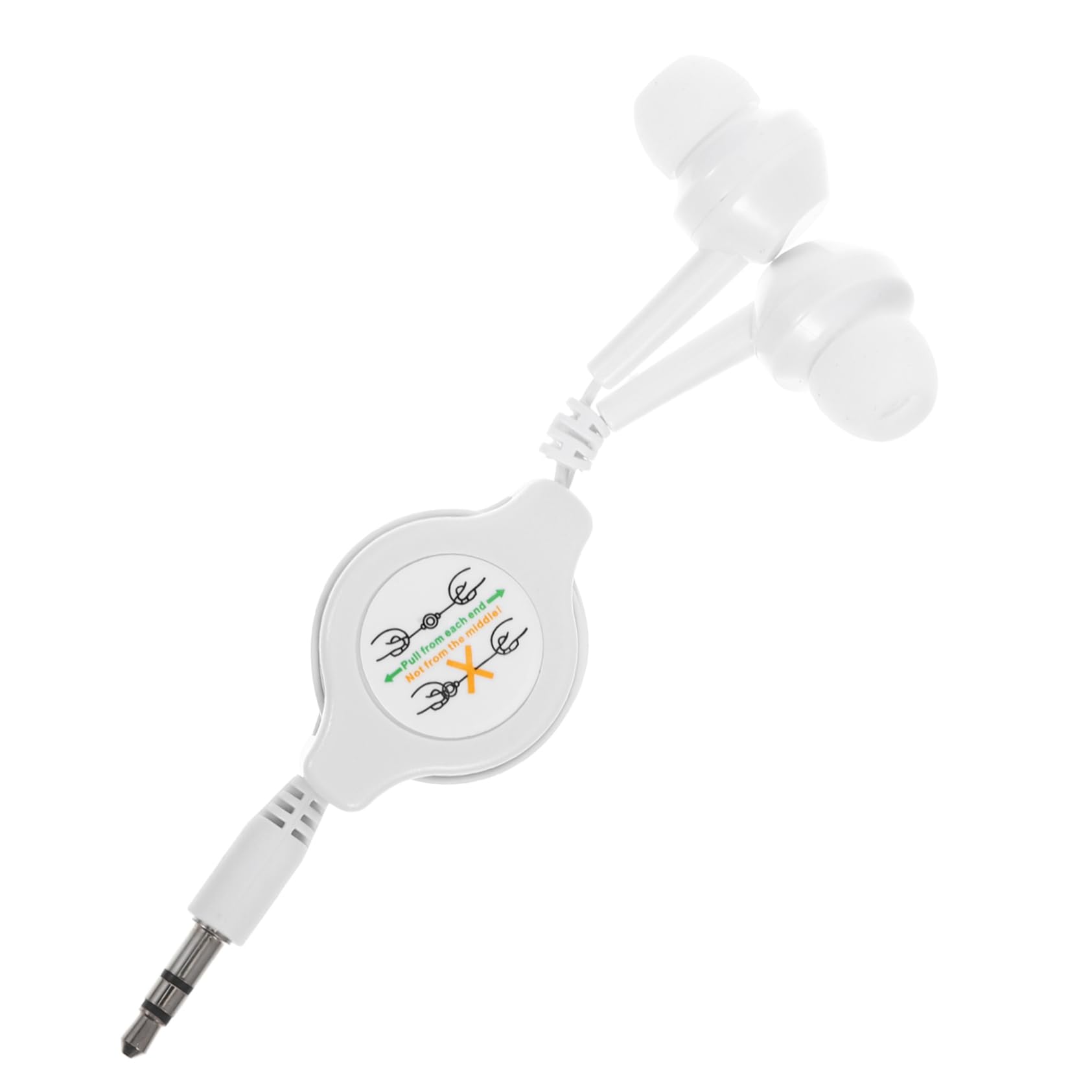 Double Pull Retractable in-Ear Earphones Lightweight White Earplugs Compatible Players Cd Players and Digital Devices Easy Storage Design