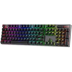 Redragon K556 PRO Wireless RGB Mechanical Gaming Keyboard, 104-Key Aluminum | 0 Delay Tri-Mode BT/2.4GHz/USB-C for More Devices, Rock-Solid Stability, AM-PM Using Durability, Quiet Linear Red Switch