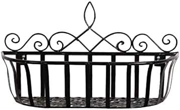 Wall Mounted Hanging Flower Basket,Metal Wire Hanging Storage Basket Planter Railing Rack Shelf Flower Pot Holder for Balcony Garden Office Living Room