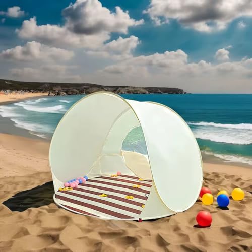 Image of CREDLOUS Pop Up Portable Tent Sun Protection Beach Tent for Fishing Picnic Beach Green Stripes L | Outdoor Sports | Camping & Hiking | Tents & Canopies