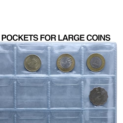 Image of SPS Coin Collection Album - 240 Pockets | Holds Small & Large Coins | 14 Sheets | Premium Storage for Collectors | Black