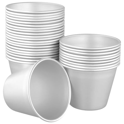 TAICHEUT 30 PCS Pudding Moulds, 140ml Nonstick Panna Cotta Tin Baking Cups, Mini Aluminum Dariole Moulds for Desserts, Puddings, Cakes
