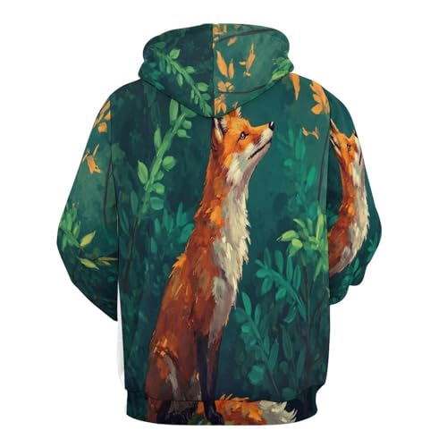 Sweat à capuche renard 3D pull Harajuku unisexe décontracté à poches - 4