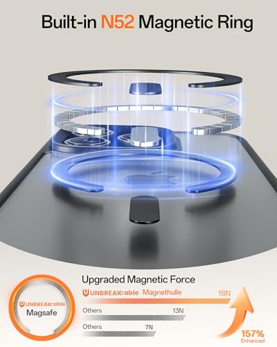 Image of UNBREAKcable Magnetic for iPhone 15 Pro Max Case, Compatible with MagSafe, Full Camera Protection, Built-in Magnetic Ring, Drop Protection Shockproof Slim Phone Cover (Black)