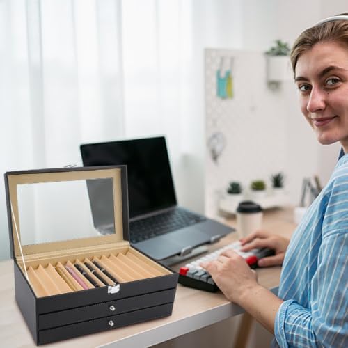 3 Tier 36-slot PU Leather Fountain Pen Display Case Storage Box — 사진 6
