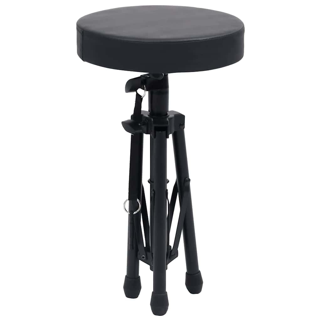 Set di supporto per tastiera e sgabello, supporto per pianoforte regolabile in altezza con sedile imbottito, treppiede per tastiera in acciaio per musicisti, nero