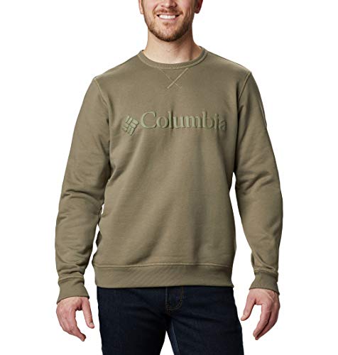 Columbia Men's Logo Fleece Crew, Stone Green Puff Logo, XX-Large