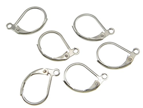 Perlin - 20 stainless steel 304 ear hooks stud earrings folding hook earrings ear closure lever back 16 mm M133 x2 - Image 2