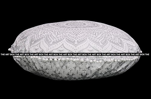 The Art Box Bohemian Yoga Cushion Covers Hippie Mandala Bedroom Floor Pillow Cushion Pouf Cover Round Indian Cushion Case Floor Decor 32" (Cover Only) #TOP5