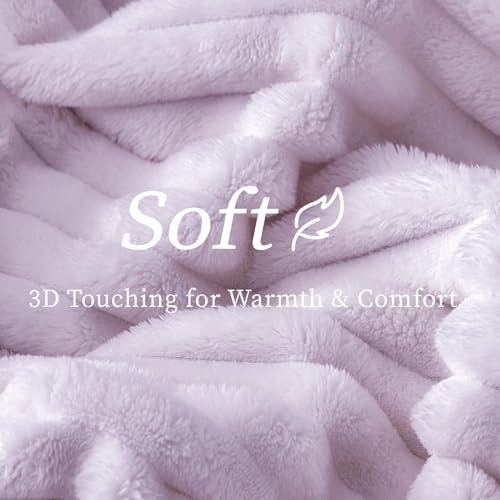 Image of BEDELITE Ribbed Twin Blanket for Couch & Bed, Lavender Fog, 60 inchx80 inch | Ultra-Soft Plush Fleece, Cozy, Warm Yet Lightweight, Ribbed Texture, Home Decor, Machine Washable, Giftable, All-Season Use