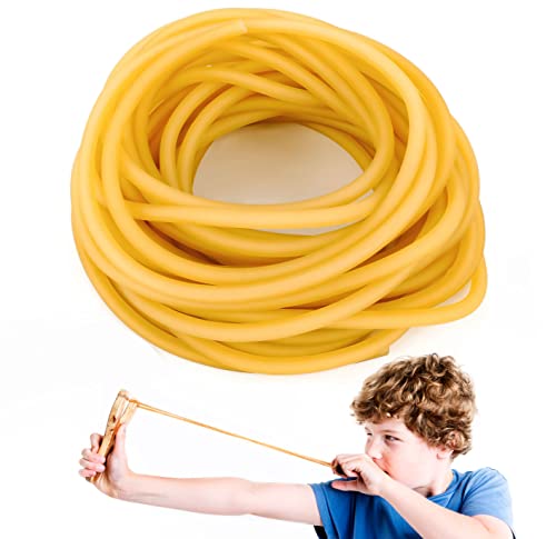 ANZOAT 10 m Tirachinas de Goma de látex Natural, Manguera de Goma Cortable, Tubo de catapulta, Tubo de látex para Ejercicio de tirachinas de Caza al Aire Libre(Amarillo)