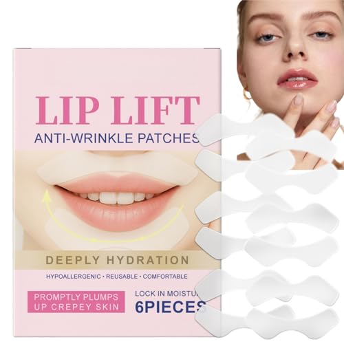 6pairs Lip Wrinkle Patches,Lips Ultimate Collagen Lip Care Patch,Silicone Wrinkle Patches for Overnight Upper Lip Treatment,Breathable Overnight Smoothing Pads,Smile Line Wri/nkle Patches for Women