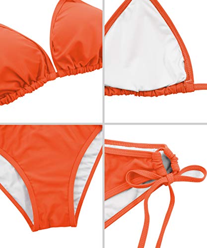 Image of American Trends Women's String Triangle Halter Bikini Set-2 Piece Swimsuit,Adjustable Ties,Removable Pads&Quick-Dry Fabric