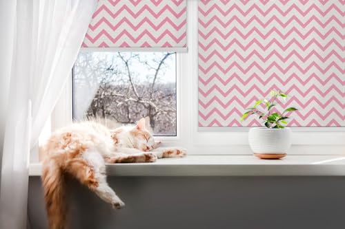 Estor translúcido de ventana Tulup de 70x180 con ondas rosas 7