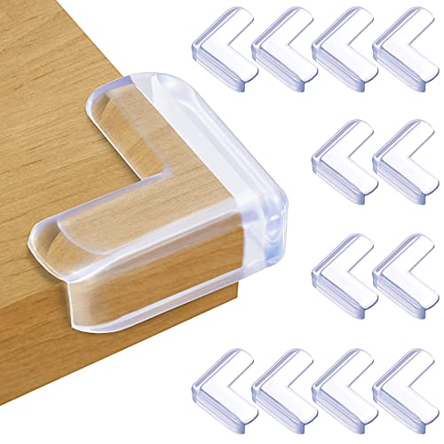 Image of 12 PCS Corner Protectors for Baby, Furniture Corner Protector Guard & Edge Safety Bumpers, Clear Silicone Baby Proof Bumper Cushion Without Odor to Cover Sharp Furniture & Table Edges
