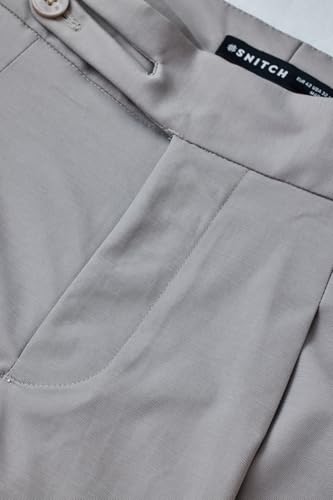 Image of SNITCH Men Chinos | Slim Fit Mid Rise Solid Pattern | Cotton Blend with Medium Stretch & Smooth Texture | Button & Zip Closure for Casual & Street Wear
