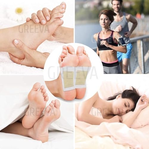 Image of GREEVA Premium Detox Foot Patches 20,Cleansing Toxin Remover Foot Pads,Pain Relief,Stress Relief Sleep Patch For Detoxification,For Men&Women(Pack Of 2=20 Patch)