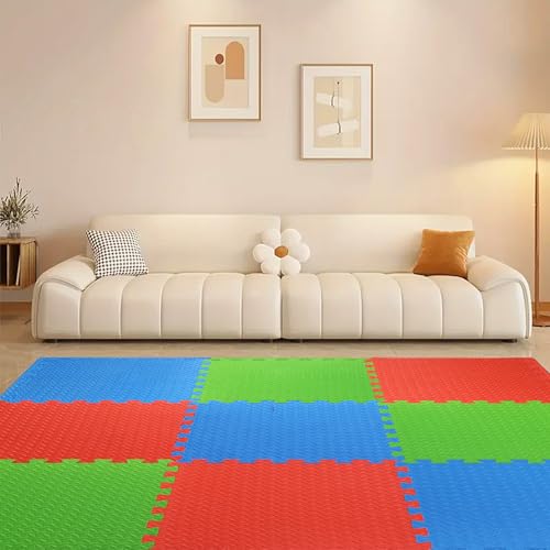 Image of EASYHOME Interlocking Mat - 12mm Thick | 60x60cm 9 Tiles (36 Sq Ft Area) for Kids | Soft & Protective Puzzle Mat for Baby Crawling, Playroom & Exercise
