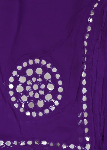 Image of YOUTHQUAKE Plastic Mirror Work Embroidered Chiffon Dupatta for Women & Girls