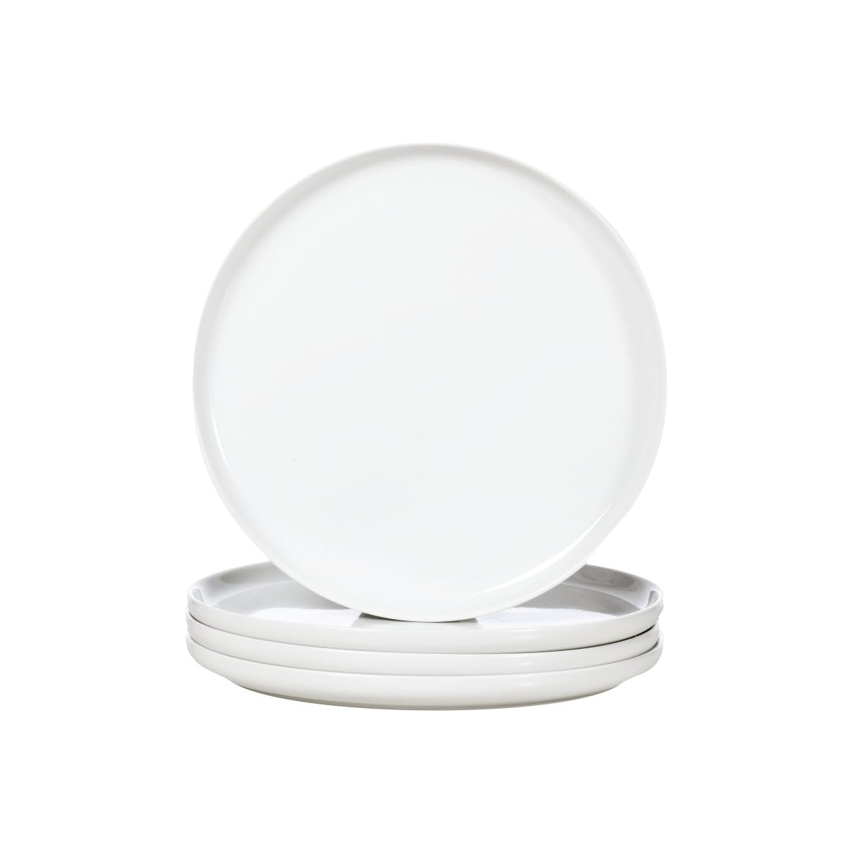 WishDeco Set di 4 Piatti Piani, Piatti Pizza Ceramica 27 cm, Piatto Moderni Bianchi, Piatto da Portata Grande, Servizio Plate Rotondi per Insalata, Pasta, Bistecca, Panino