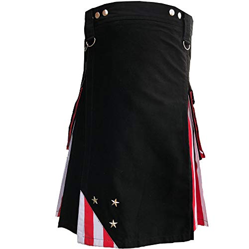 AAR Men's Kilts US American Flag Hybrid Utility Kilt Modern Design Size 30"