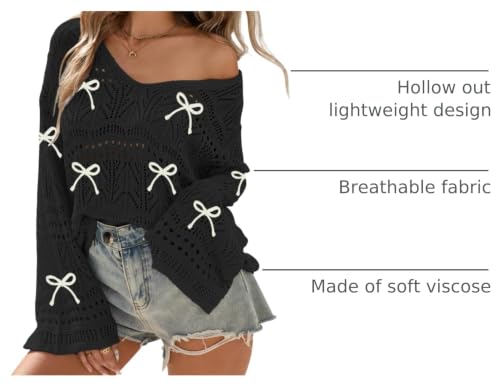 Image of Cakulo Womens Summer Crochet Tops Boho Off Shoulder Sweaters Lightweight V Neck Loose Vacation Resort Wear 2026