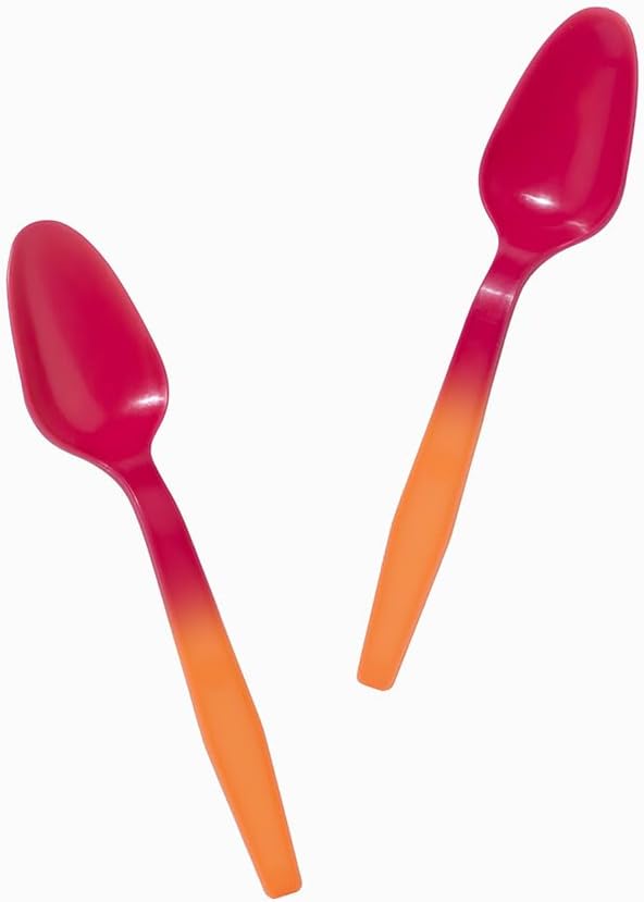 500-Count Color Changing Ice Cream Plastic Spoons | Changes Orange to Red When Cold | Temperature Sensitive Disposable Dessert Spoons for Parties, Frozen Yogurt & Catering | Frozen Dessert Supplies