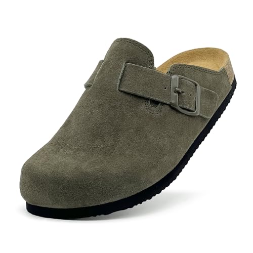 Image of Kids Suede Clogs Boys Girls Sandals Cork Footbed Toddler Slip-on Slippers Indoor Outdoor Cute Sandals Classic Adjustable Buckle